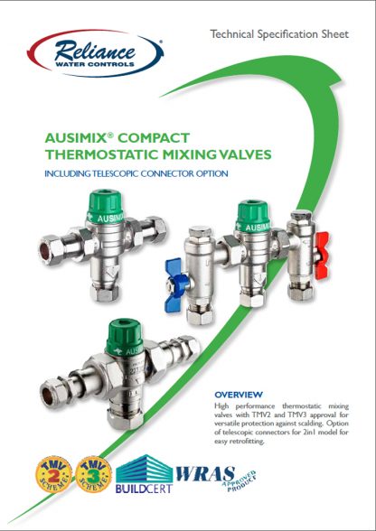 Reliance - Ausimix Thermostatic Mixing Valves Technical Specifications Sheet