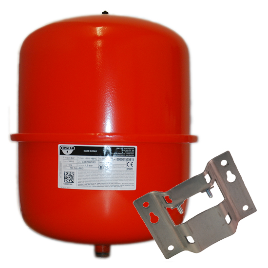 Zilmet - 18 Litre Red Heating Expansion Vessel & Bracket Z1-301018