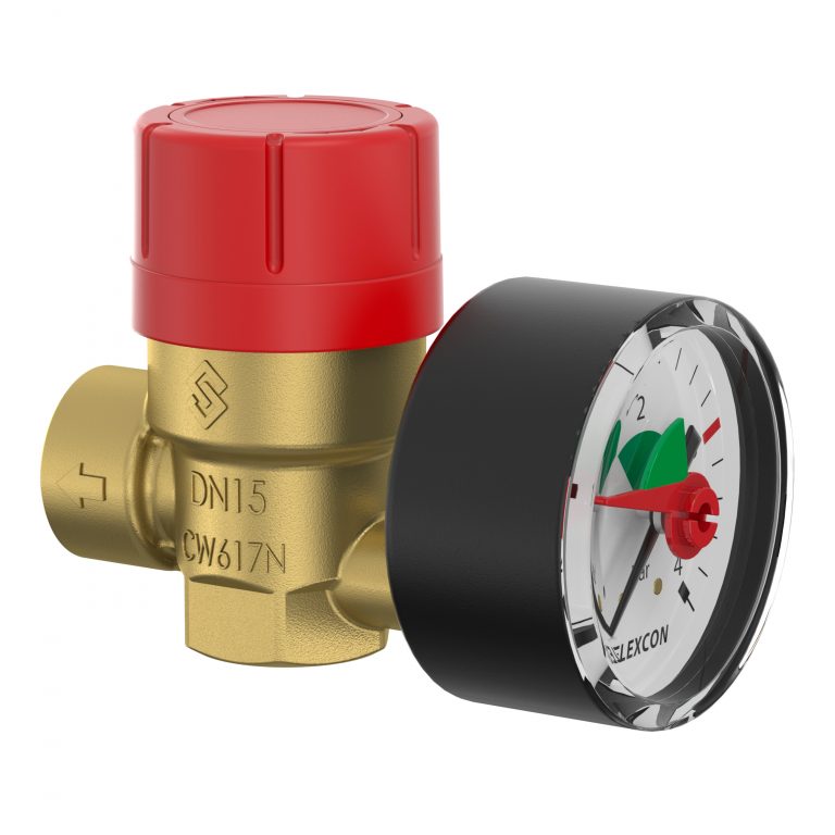 Flamco Prescomano 1/2 x 1/2 - 3bar NF Safety Valve with Pressure Gauge